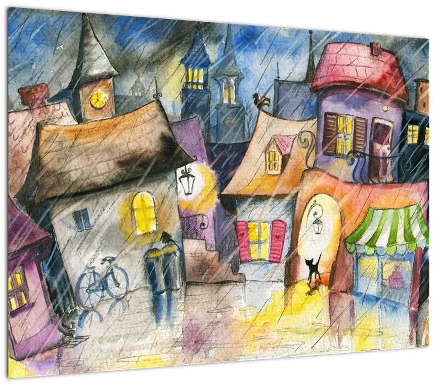 Obraz na szkle - Deszczowy wieczór (70x50 cm)