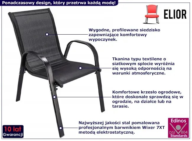 Komplet 4 sztuk krzeseł ogrodowych - Eljoh