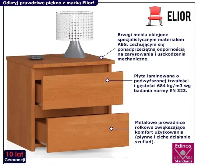 Klasyczna szafka nocna do sypialni olcha - Atika 3X