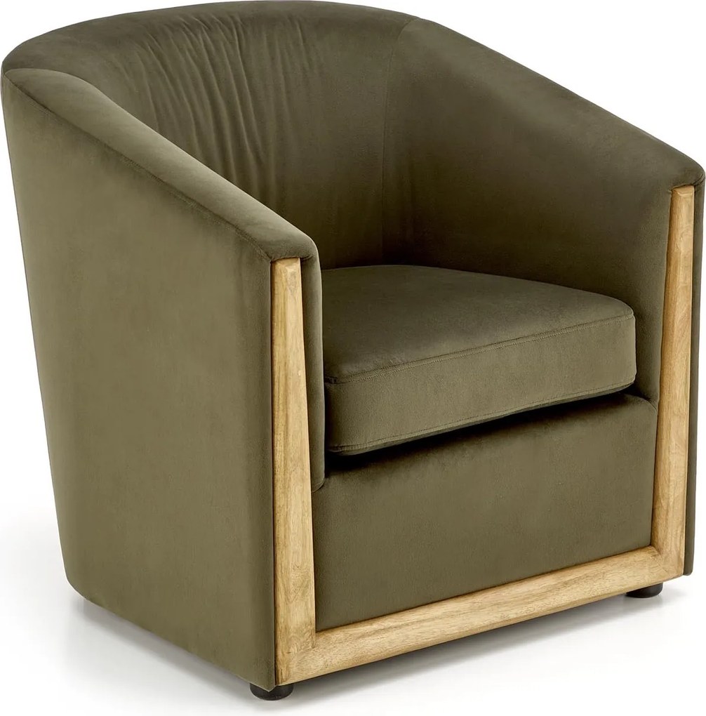 Wygodny fotel wypoczynkowy Enrico z drewnianymi detalami