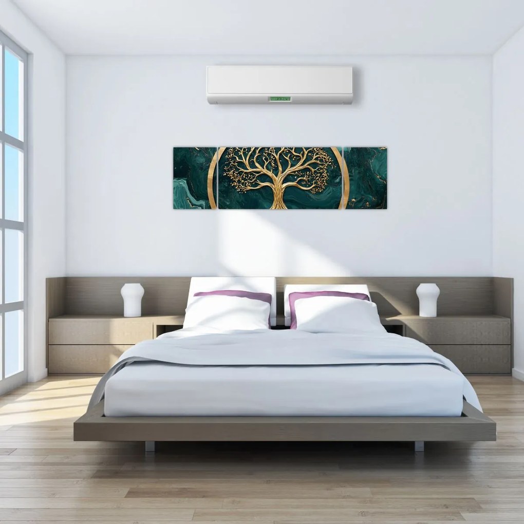Obraz – Złote drzewo życia w marmurze (170x50 cm)