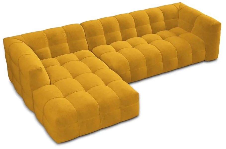 Żółty aksamitny narożnik Windsor &amp; Co Sofas Vesta, lewostronny