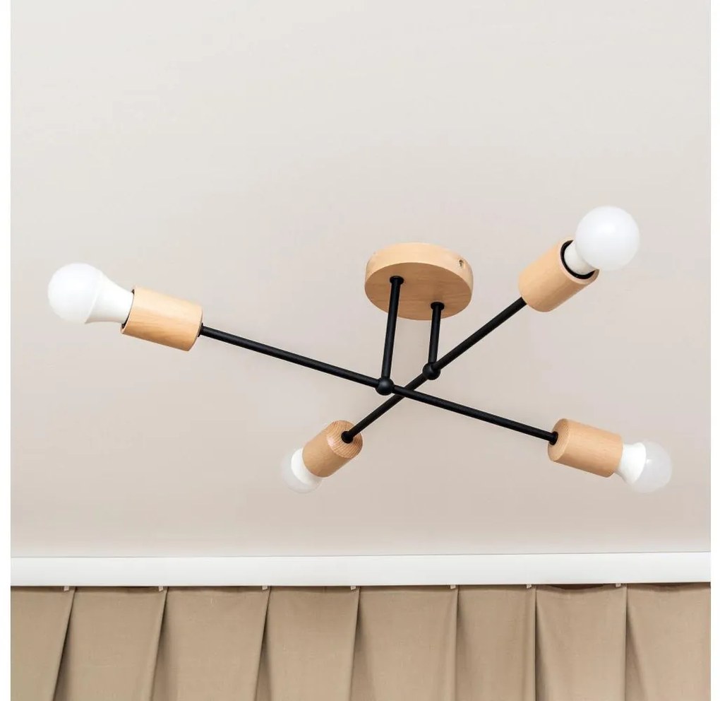 Lampa sufitowa natynkowa CAMBRIDGE 4xE27/15W/230V sosna