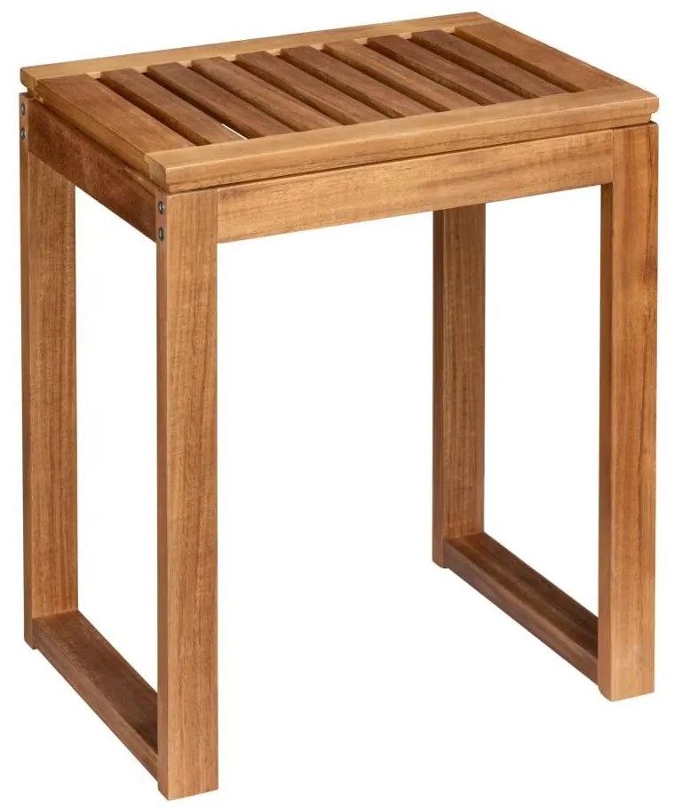 Stołek łazienkowy z drewna akacji FONDI, wys. 46 cm