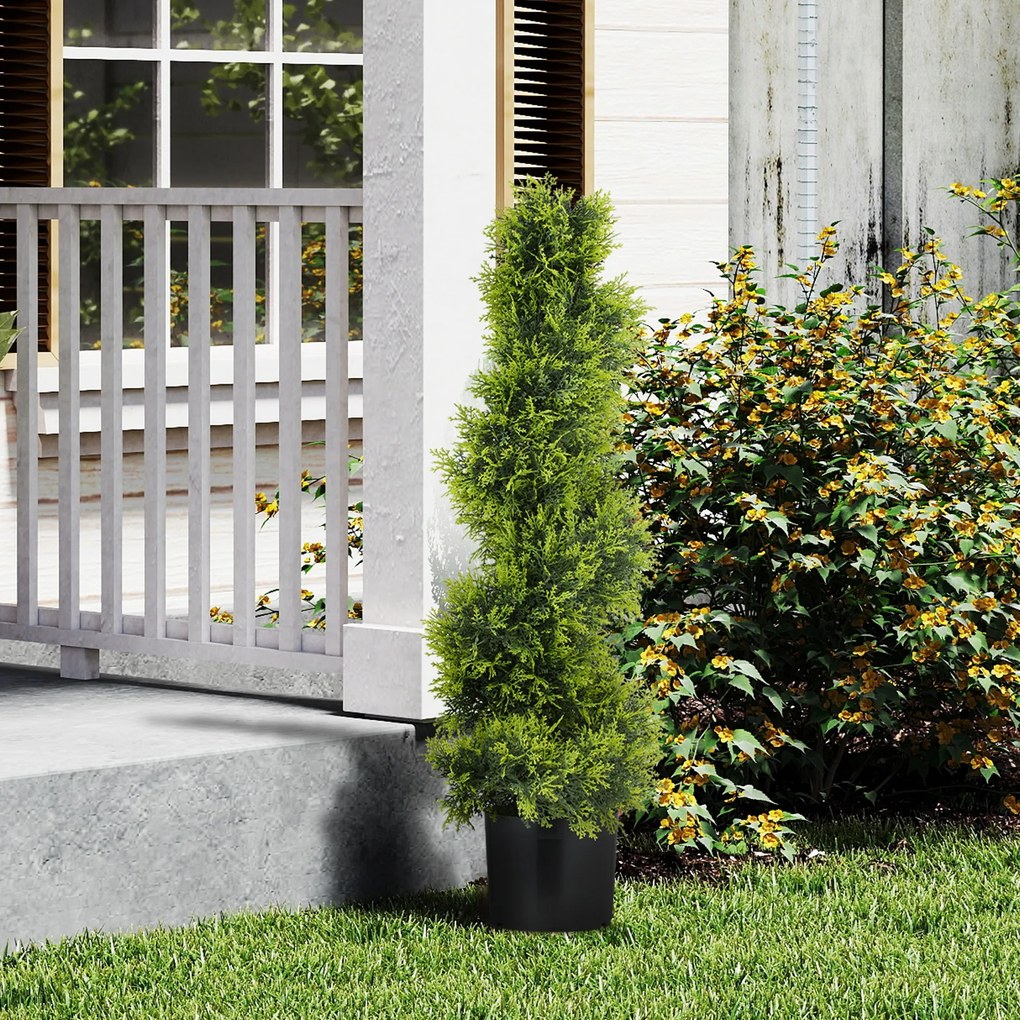 HOMCOM Sztuczny Cyprys 90cm Sztuczna Roślina w Spiralnej Formie, Sztuczne Rośliny w Doniczce, Nowoczesna Dekoracja