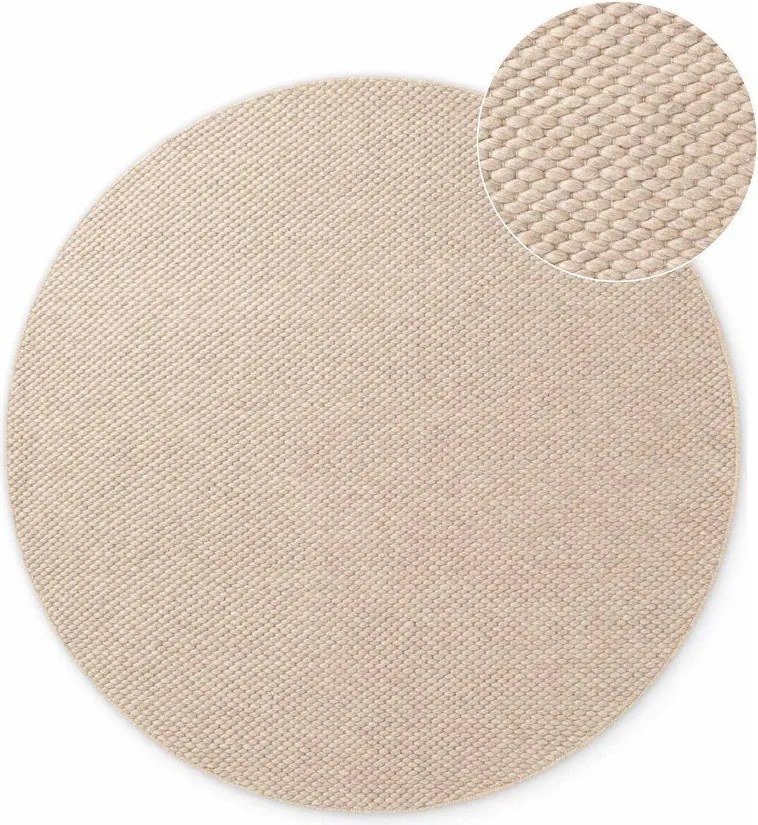 Beżowy wełniany okrągły dywan tkany ręcznie ø 160 cm Lyon Beans – Elle Decoration