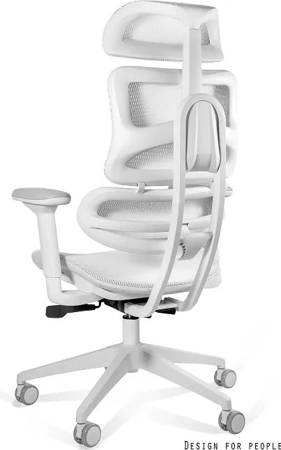 Ergonomiczny fotel do biura Ergotech biały, zgodny z normą BHP