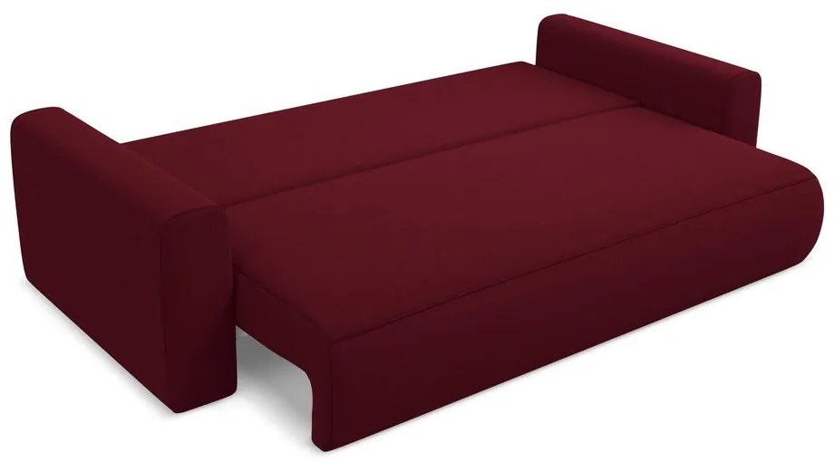 Bordowa aksamitna rozkładana/ze schowkiem sofa 238 cm Kapua – Makamii
