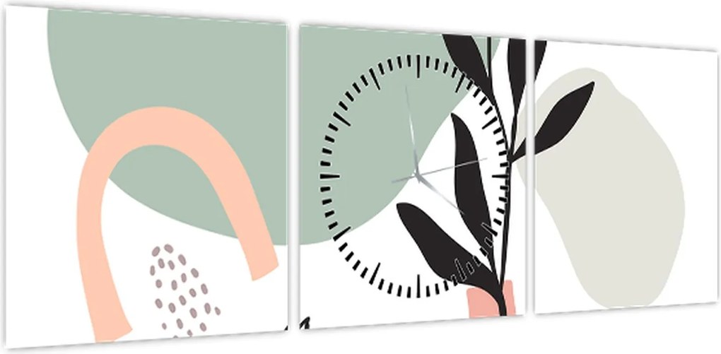 Obraz - Kwiaty w wazonie N⁰3 (z zegarem) (90x30 cm)