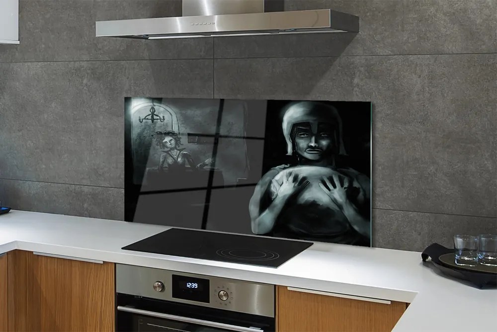 Panel szklany do Kuchni Mroczne Sylwetki