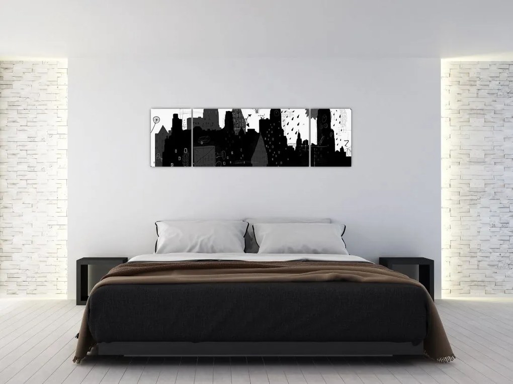 Obraz - Miasto z napisami i wzorami (170x50 cm)