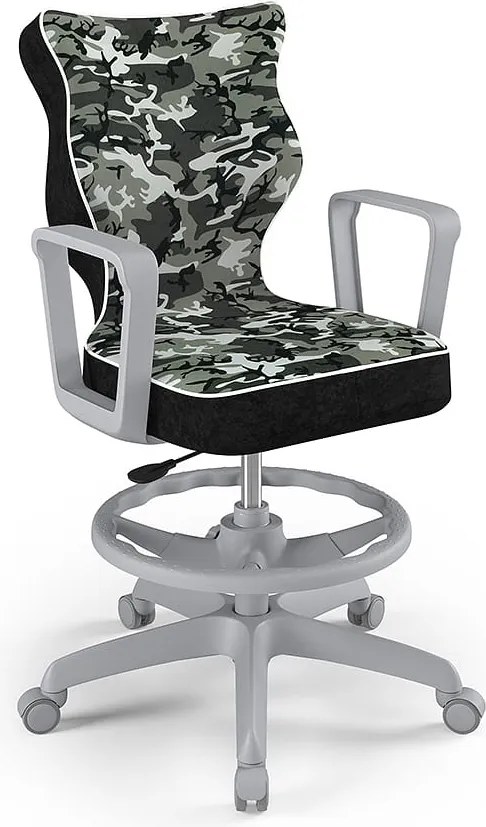 Krzesło młodzieżowe z podnóżkiem i wzorami Norm Grey rozmiar 6 (159-188 cm)