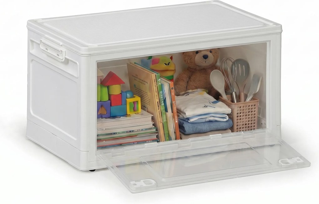 Duży składany regałowy pojemnik XXL 94 l, 660x400x358 mm, biały