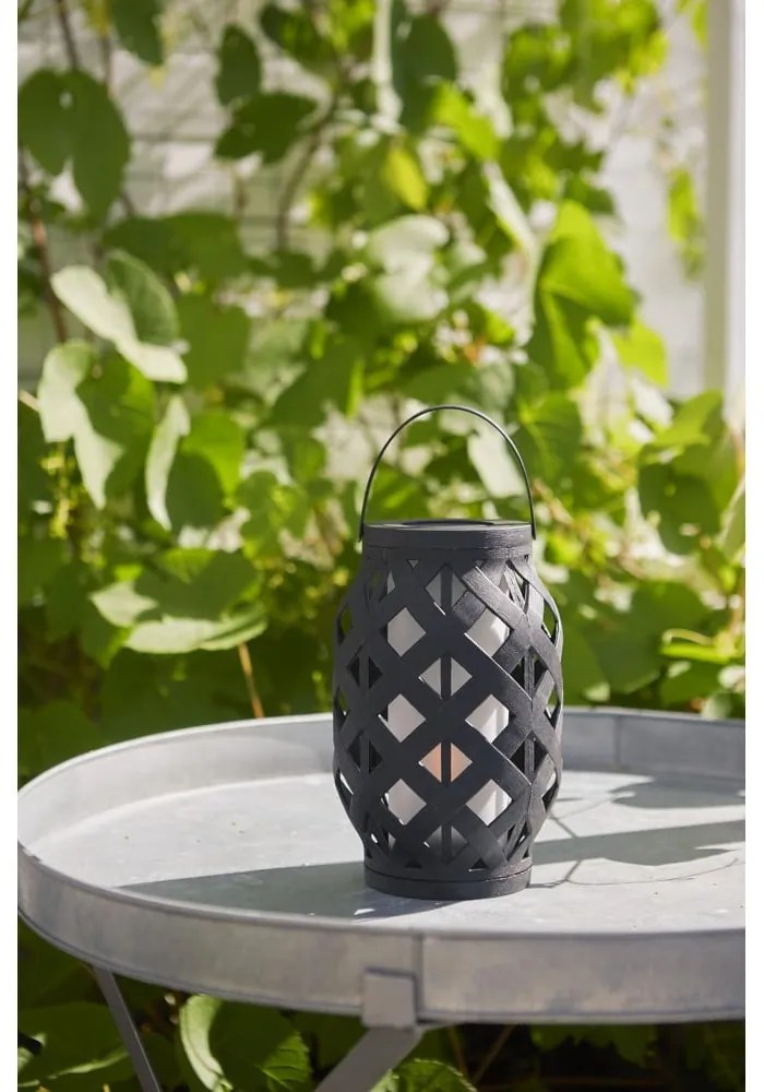 Czarny lampion Star Trading Flame Lantern, wys. 23 cm