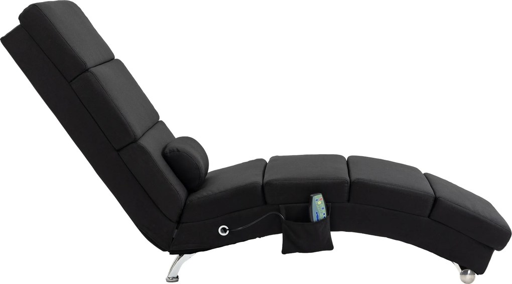 HOMCOM Fotel masujący, relaksacyjny, z funkcją leżenia i 8 punktami wibracyjnymi, 5 trybami, 56 x 168 x 84 cm, Czarny