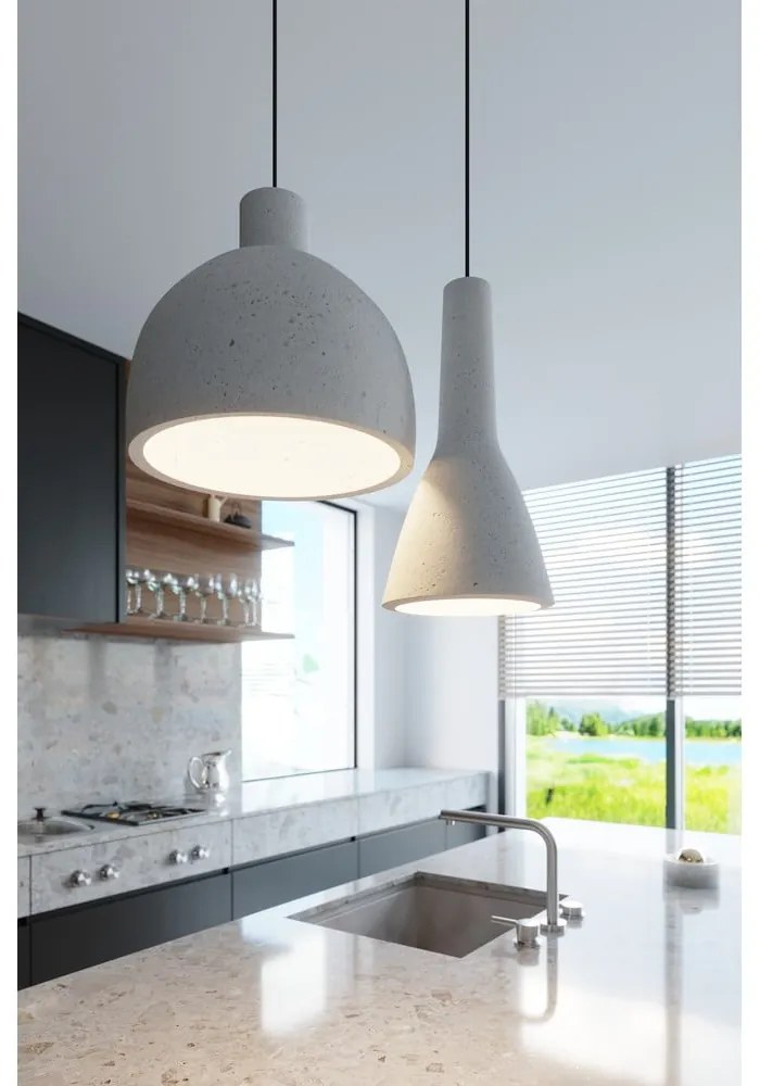 Jasnoszara lampa wisząca z betonowym kloszem ø 17 cm Mattia – Sollux