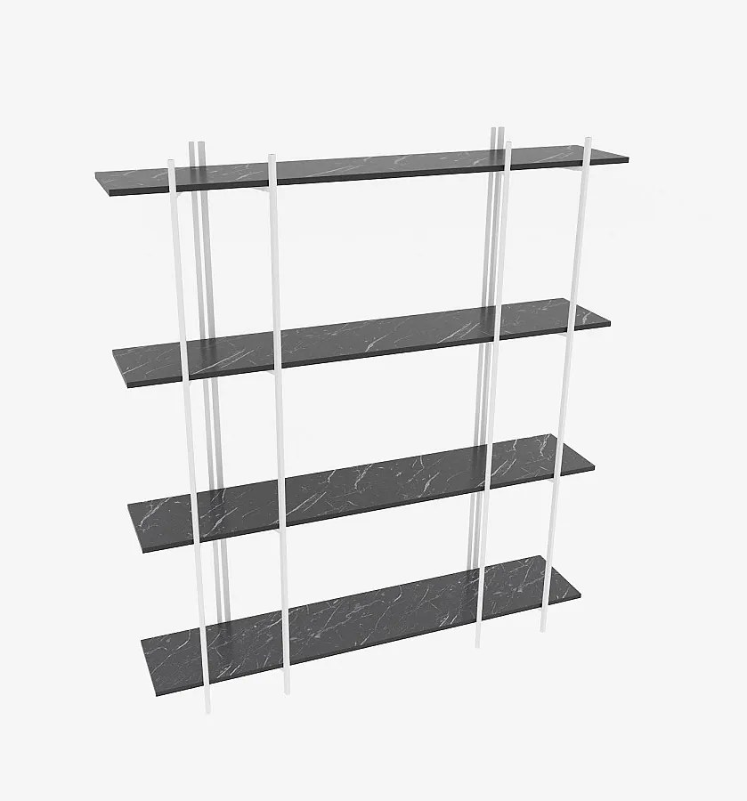 Stylowy, czarno-biały regał, 160 cm x 180 cm x 29,6 cm | Płyta wiórowa pokryta melaminą, grubość 18 mm | Nowoczesne rozwiązanie do przechowy