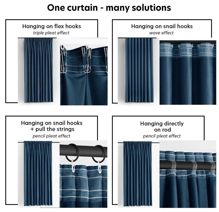 Niebieska aksamitna zasłona częściowo zaciemniająca (dimout) 265x250 cm Velto – Filumi