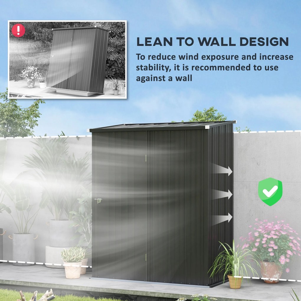 Outsunny Szopa ogrodowa zamykana na klucz Metalowa schowek na narzędzia Czarna 1615x945x196cm | Aosom PL