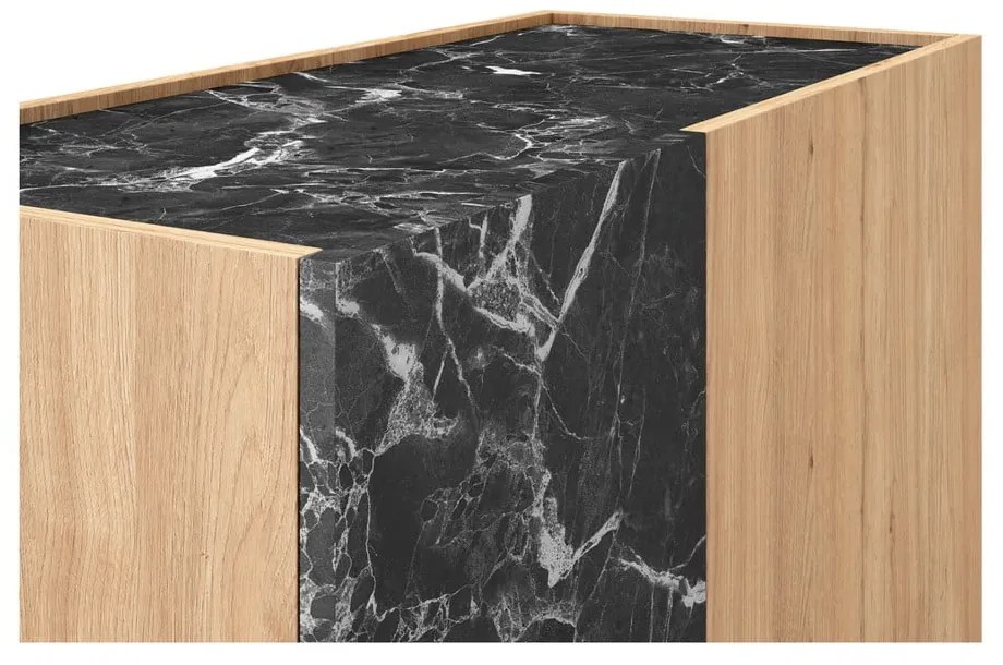 Czarno-naturalna szafka w dekorze dębu 90x127 cm Dione – Marckeric