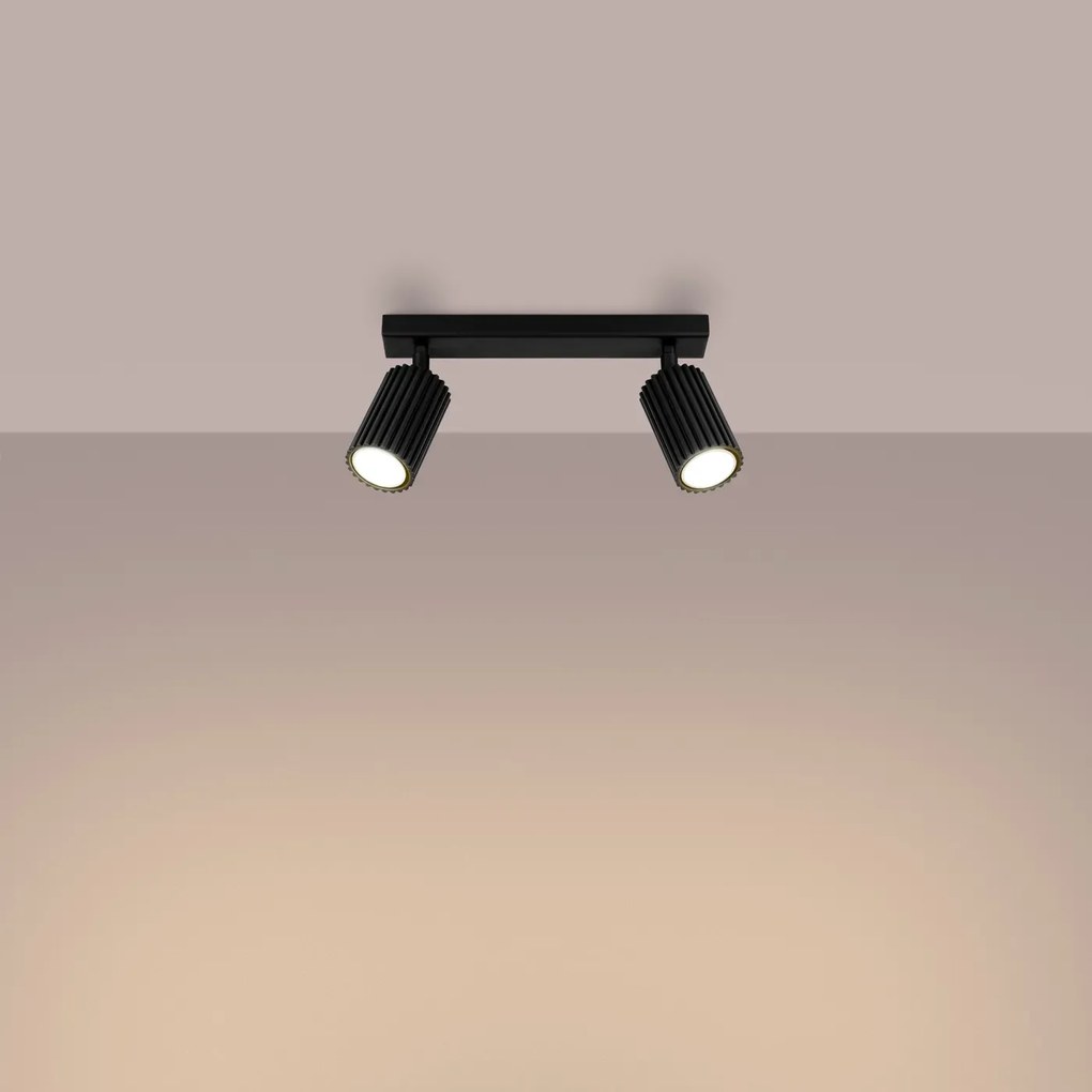 Listwa oświetleniowa 2-punktowa KARBON 2L czarna ryflowana SOLLUX  LIGHTING