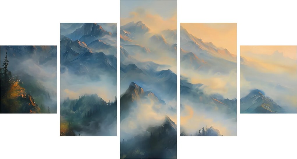Obraz - Malowany górski krajobraz (125x70 cm)
