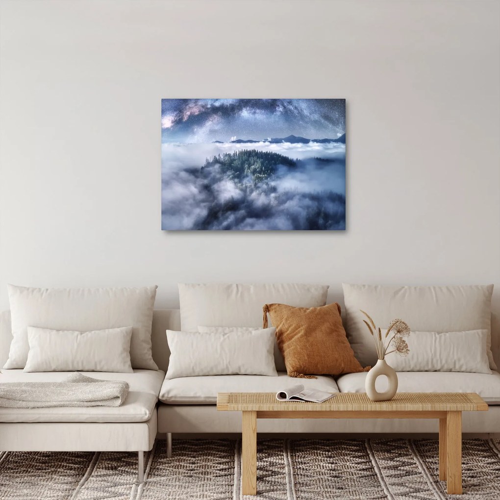 Obraz lasu we mgle (70x50 cm)