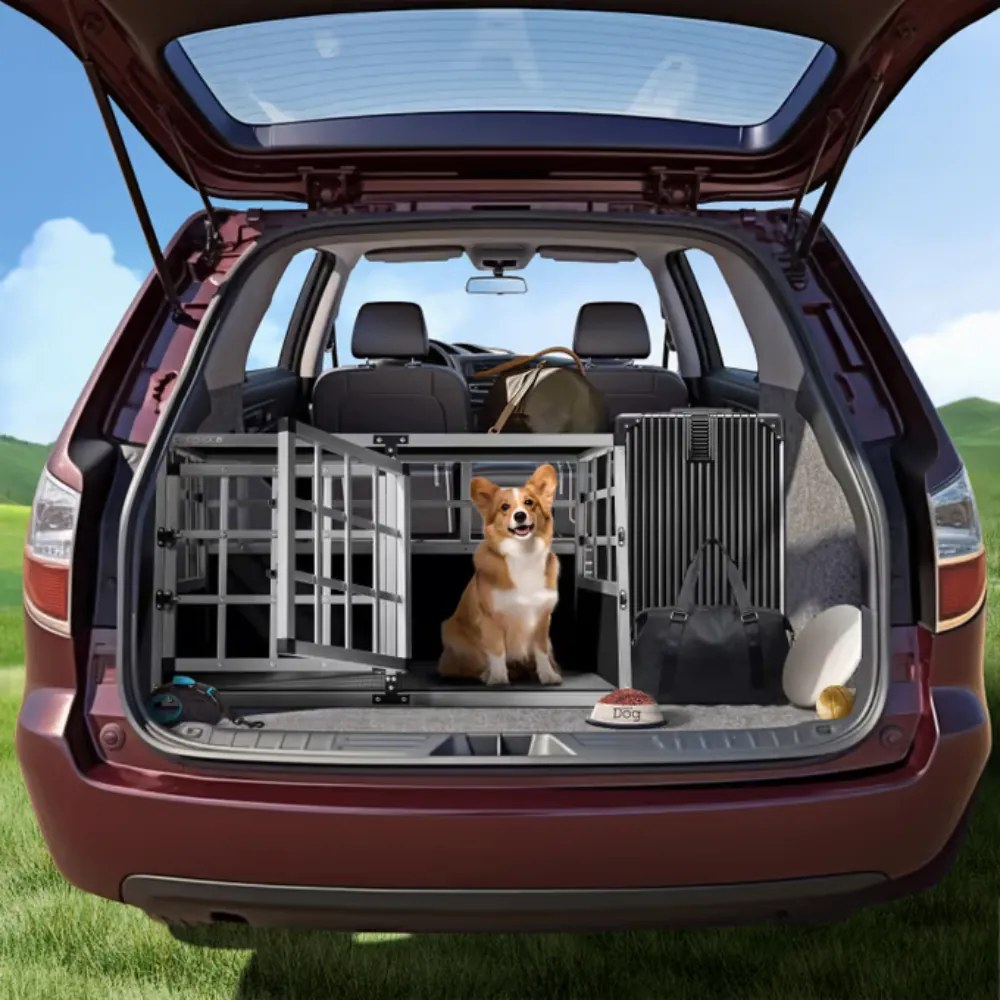 Transporter dla psa BRUNO, 89x70x51cm, srebrna/czarna Cadoca