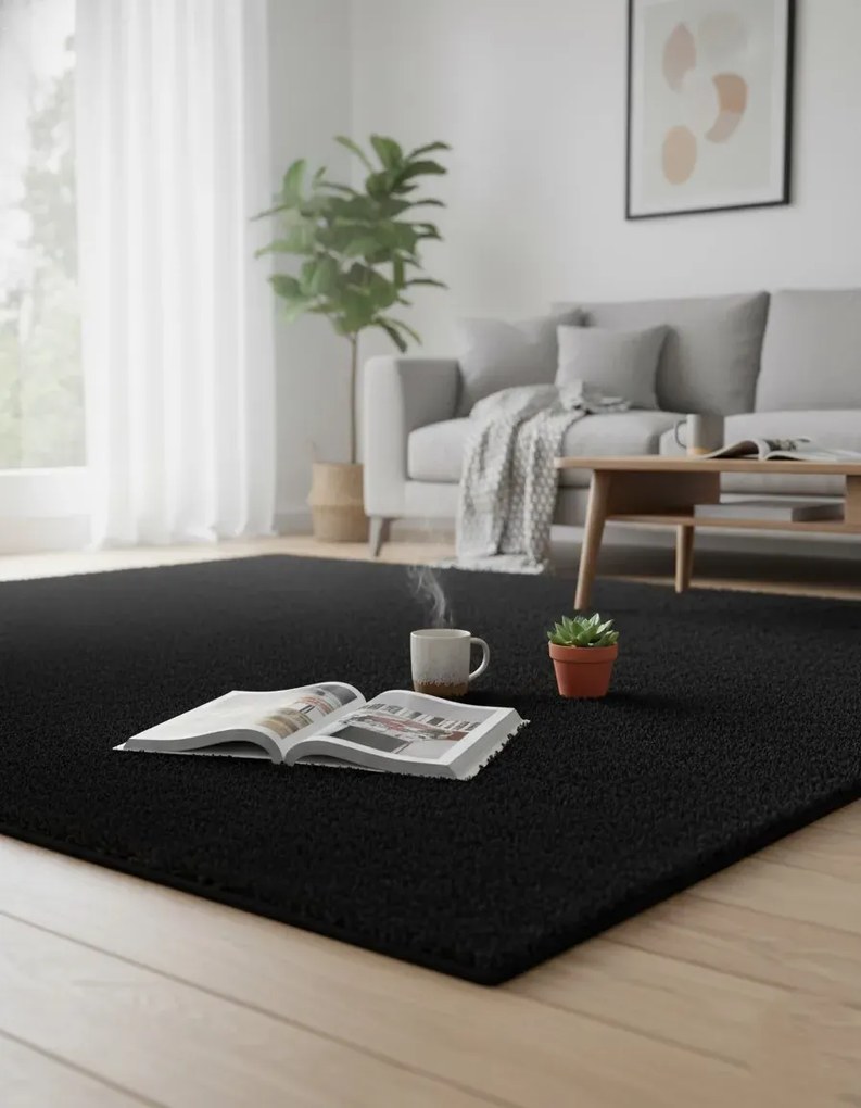 Puszysty Dywan Czarny Nowoczesny G6-T00