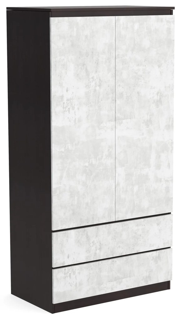 Szafa 90cm Garderoba z 2 szufladami i wieszakiem LUNA Wenge/Beton