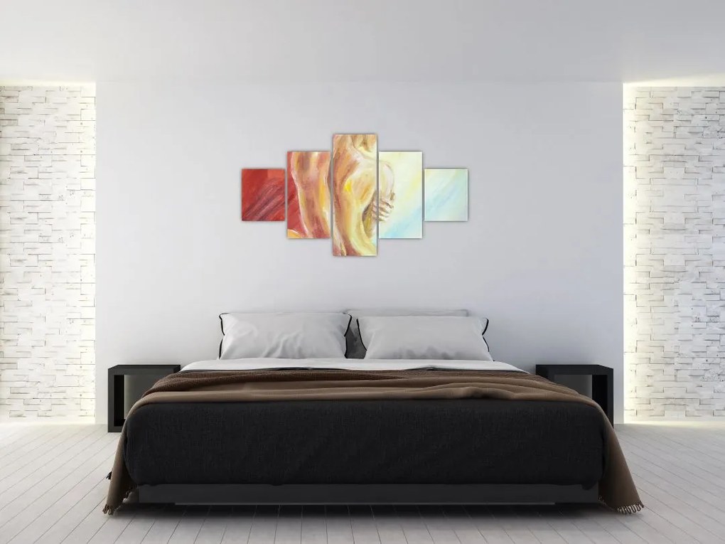 Obraz odpoczywającej kobiety, obraz olejny (125x70 cm)