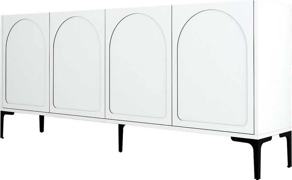 Komoda – 180 x 79 x 35 cm – Biała i czarna – Płyta wiórowa