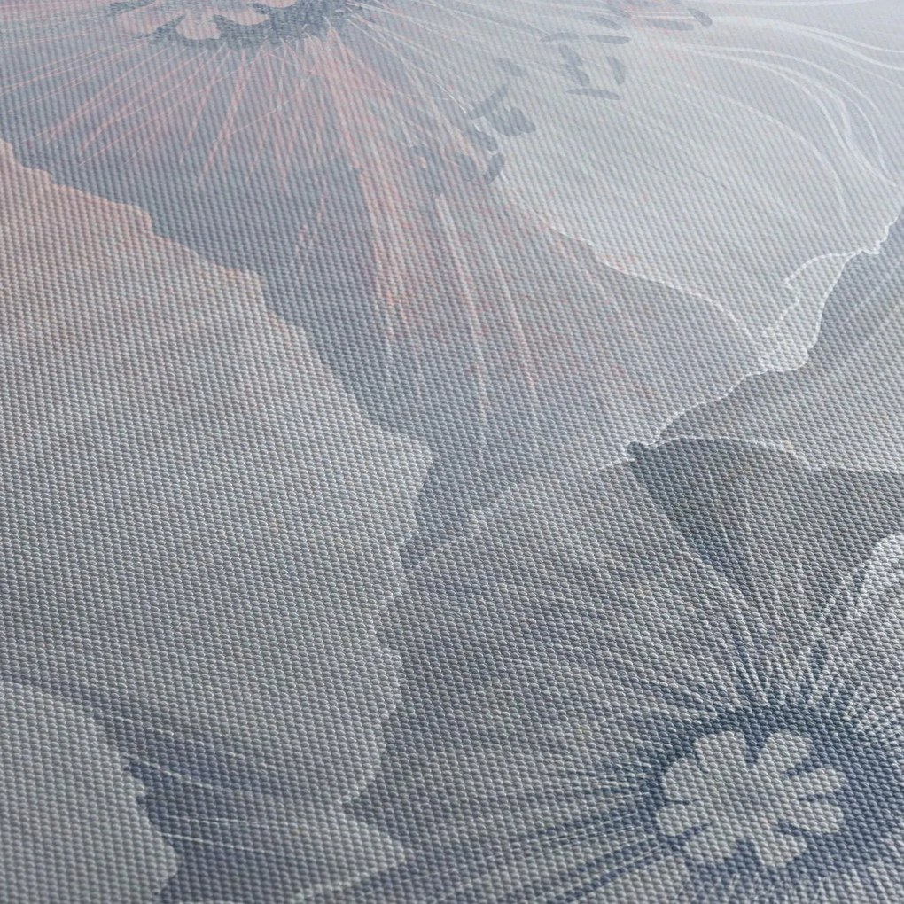 Obraz - Niebieskie kwiaty na ścianie (170x50 cm)