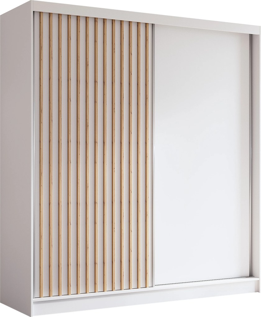 Szafa LAMELLO - Biały / Lamele Dąb artisan / Bez lustra / Bez szuflad / 200 cm