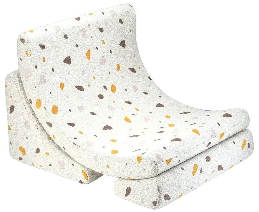 Biały fotel dziecięcy z materiału bouclé/z tkaniny szenilowej Terrazzo Moon – Wigiwama