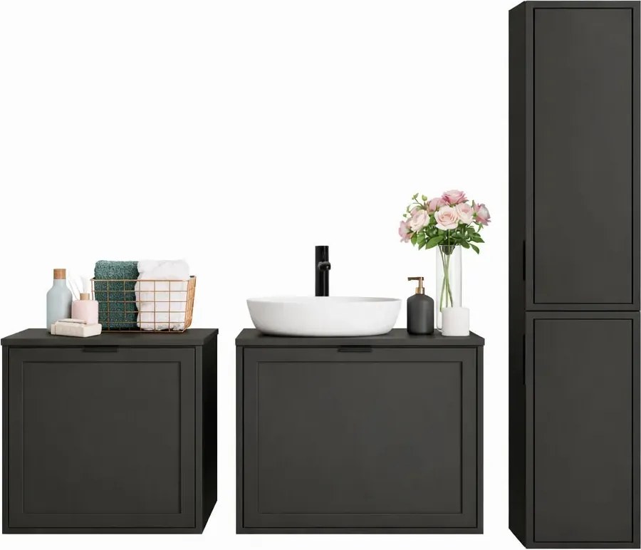 Zestaw podwieszanych mebli łazienkowych czarny groszek S0-B31