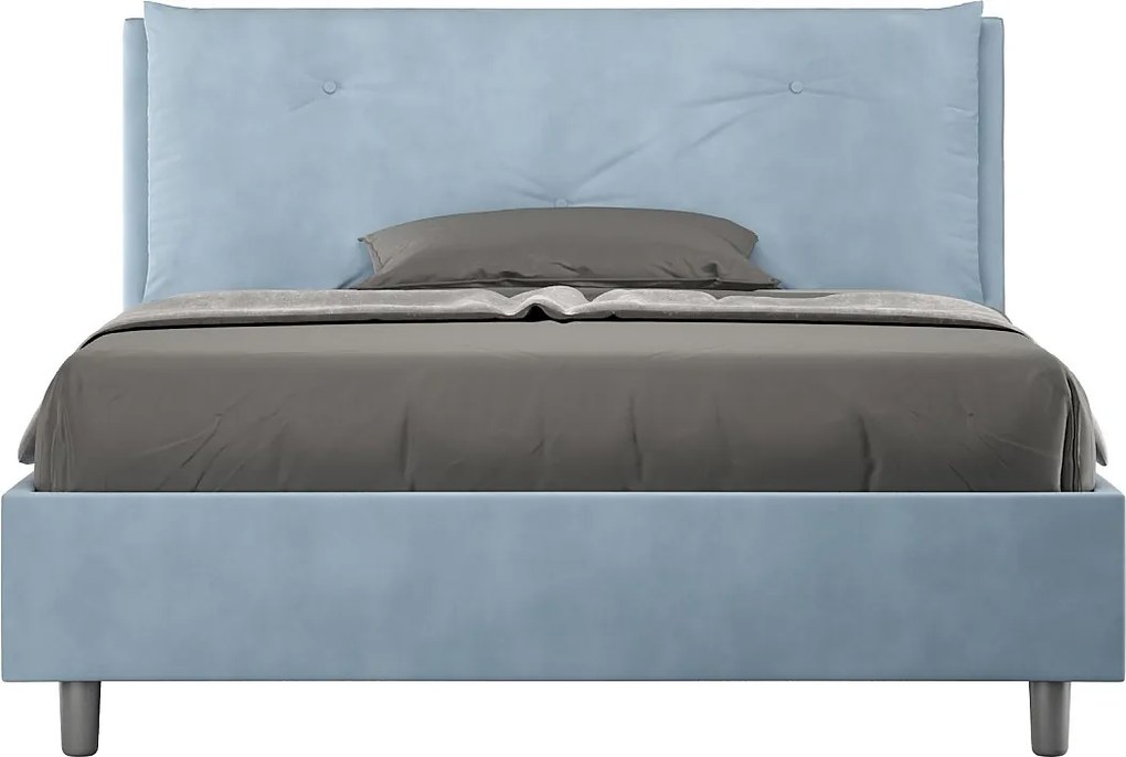 Łóżko bez stelaża tapicerowane 140x190 microfibra błękitny Appia Large