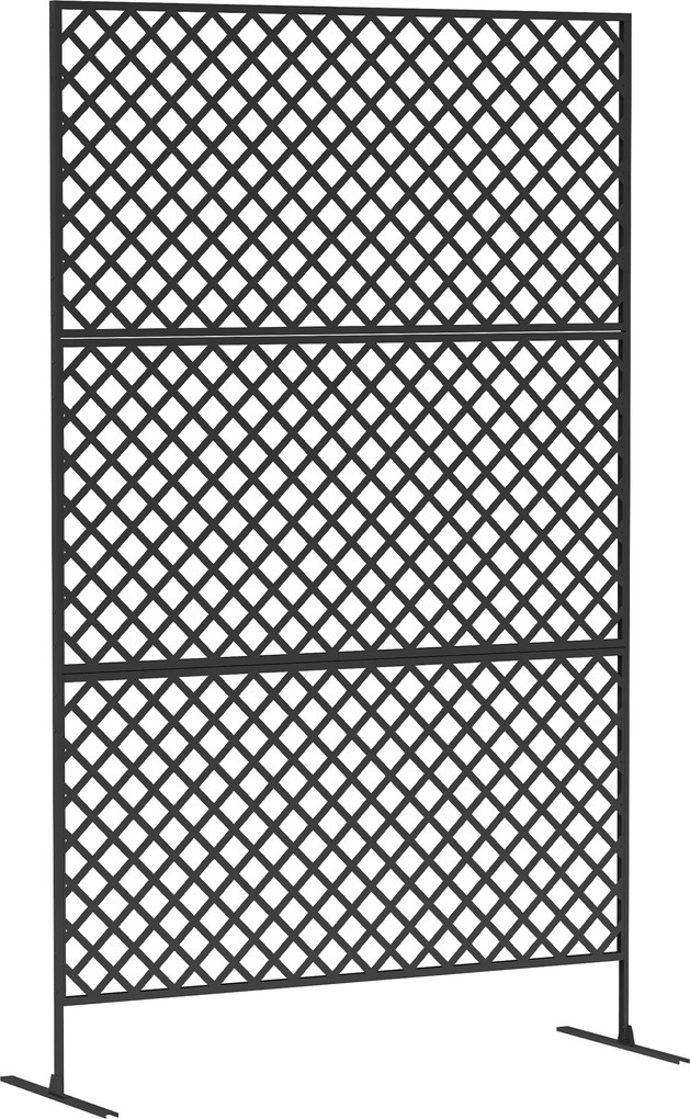 Outsunny Metalowy ekran ogrodowy wolnostojąca przegroda na taras werandę i ogród czarna stal | Aosom PL