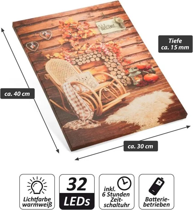 Obraz podświetlany - Fotel bujany, 2 diody LED, 30 x 40 cm