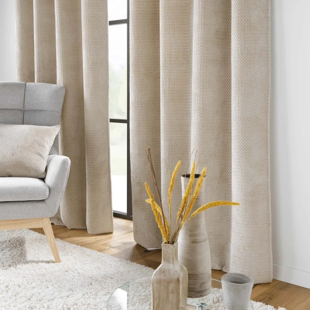 Beżowa zasłona z mikfroflaneli 140x240 cm Flanela – douceur d'intérieur