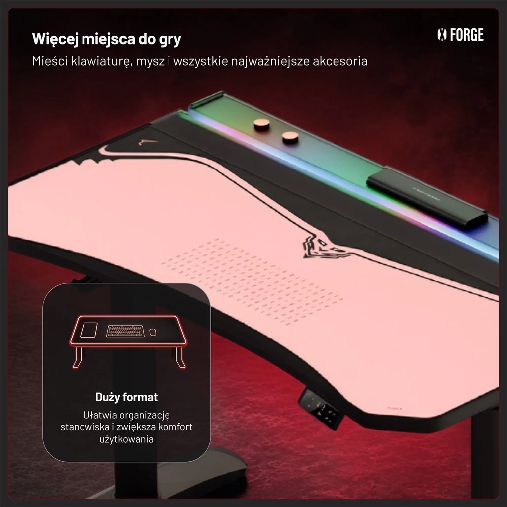 Podkładka ochronna na biurko Diablo X-Forge 120 cm, Akira Pink