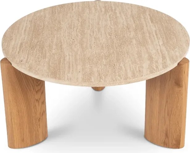 Stolik Kawowy TRAVERTINO MAX 80 cm Trawertyn/Dąb Nowoczesny
