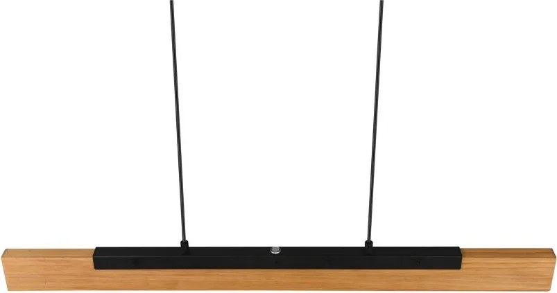 Lampa wisząca LED w kolorze matowej czerni z drewnianym kloszem Kerala – Trio