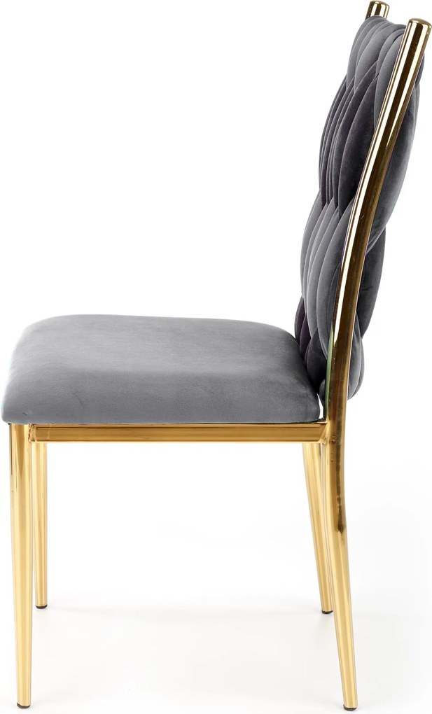 Velvetowe krzesło glamour na złotym stelażu K436