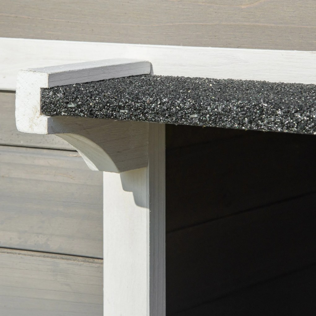 Pawhut® domek dla kotów małych zwierząt budka z tarasem i balkonem drewno jodłowe 115 x 66,5 x 74,7 cm