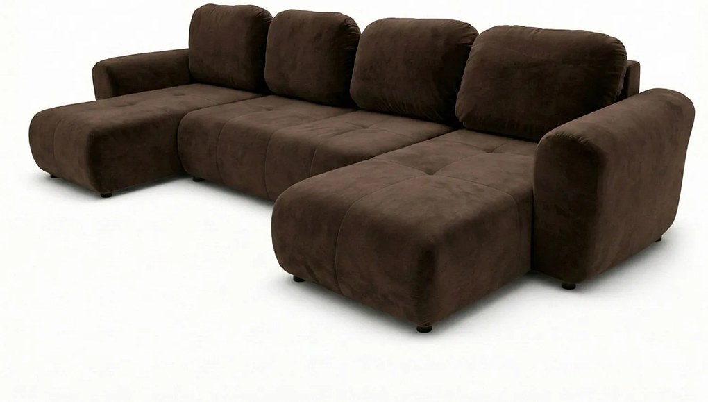 Stylowy narożnik rozkładany BINGO U L 315x146 cm w tkaninie KRONOS 6 brązowej