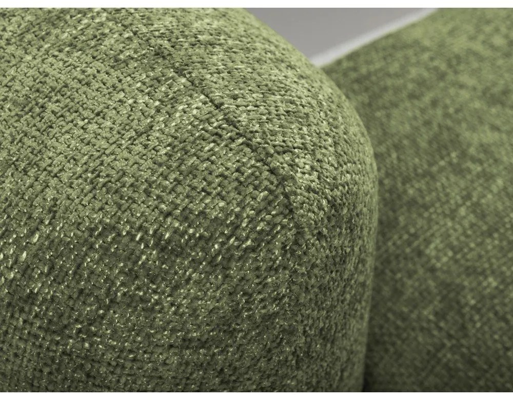 Zielony narożnik rozkładany z tkaniny szenilowej ze schowkiem (prawostronny/z szezlongiem) Mele – Makamii