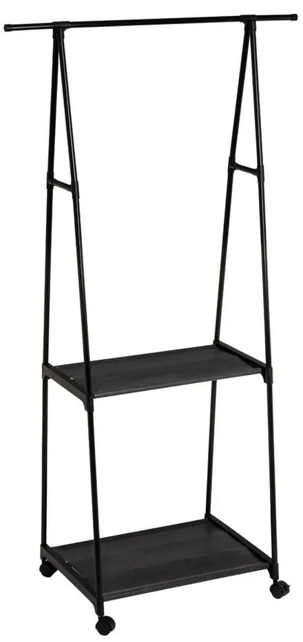 Czarny metalowy stojak na ubrania na kółkach 84x43x156 cm – Casa Selección