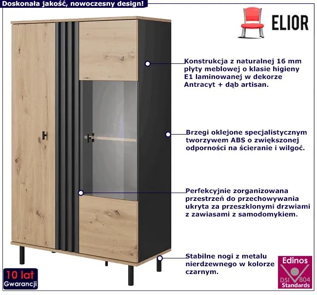 Witryna na nóżkach do salonu - Natta 3X