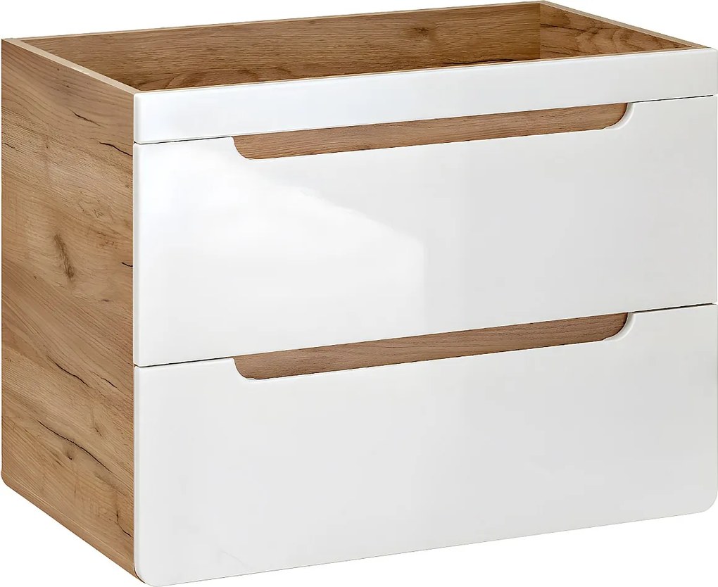 Szafka podumywalkowa podwieszana w kolorze naturalnym i białym – 80 cm – ARUBA